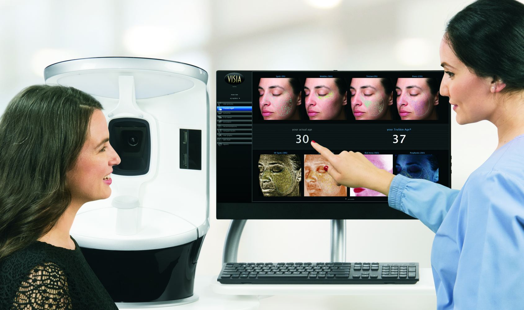 Advanced VISIA skin analysis system capturing detailed facial imaging at luxury Scottsdale medical spa